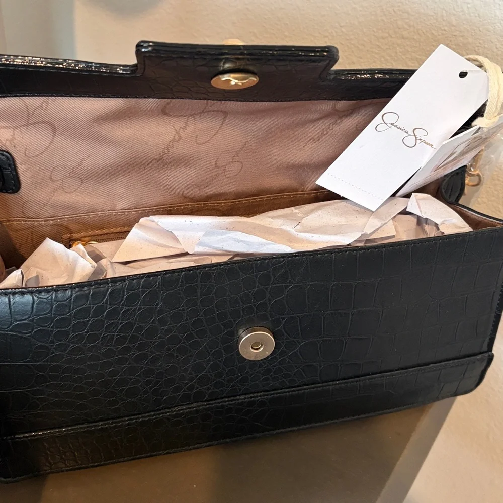 Jessica Simpson black purse- gold accents - Picture 3 of 5